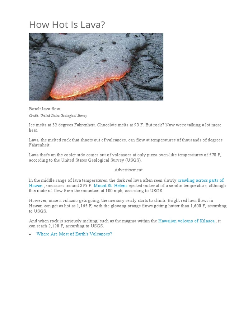 How Hot Is Lava PDF Volcano Types Of Volcanic Eruptions