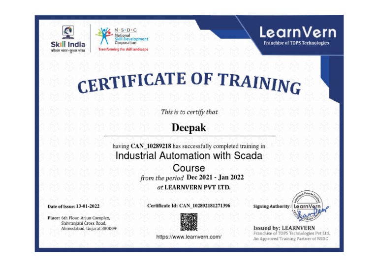 Deepak: Industrial Automation With Scada Course | PDF