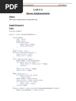 LAB # 11 Queues Implementation: Object