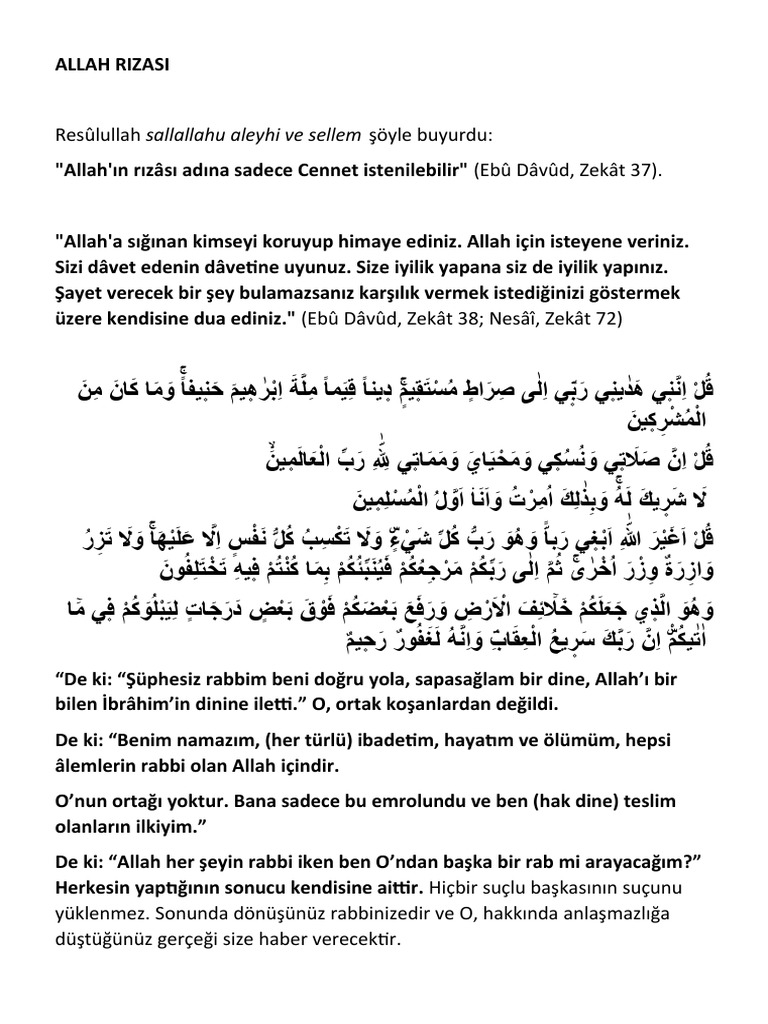 Allah Rizasi | PDF