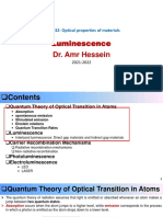 Luminescence Dr. Amr Hessein: MSE 432-Optical Properties of Materials