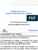 Projeto de Ensino - Análise Ergonômica Do Trabalho.: Prof. Ana Elisa Lavezo Ana - Lavezo@