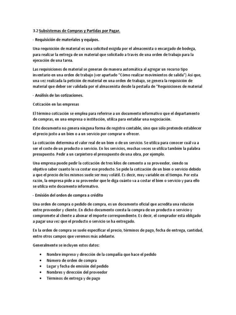 Subsistemas de Compras y Pagos Empresariales | PDF | Contabilidad ...