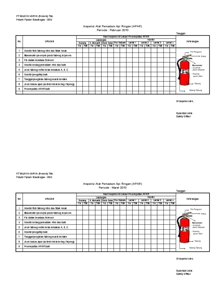 Form Inspeksi APAR PDF