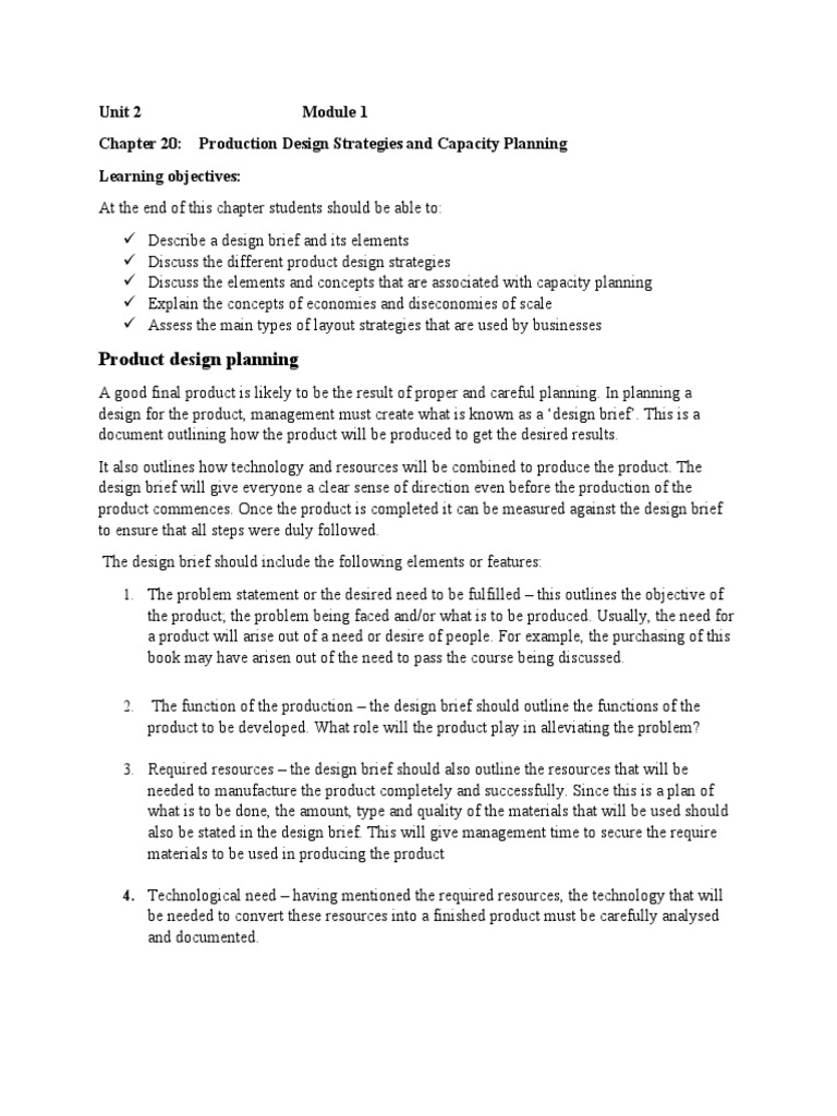 Key Elements of Production Design | PDF | Capacity Utilization | Modularity