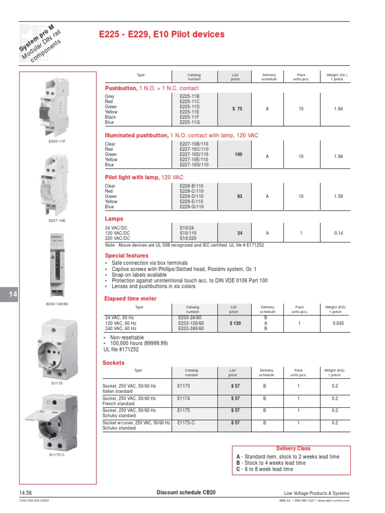 E225 - E229, E10 Pilot Devices: Modular DIN Rail Components | PDF ...