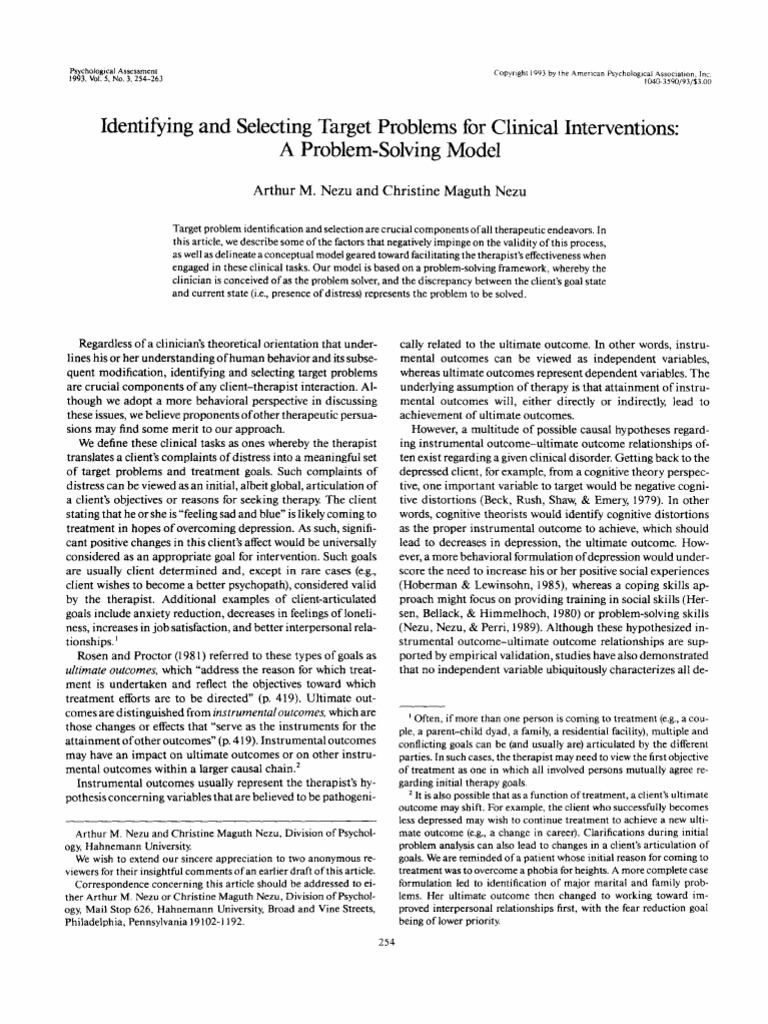 Identifying and Selecting Target Problems For Clinical Interventions ...