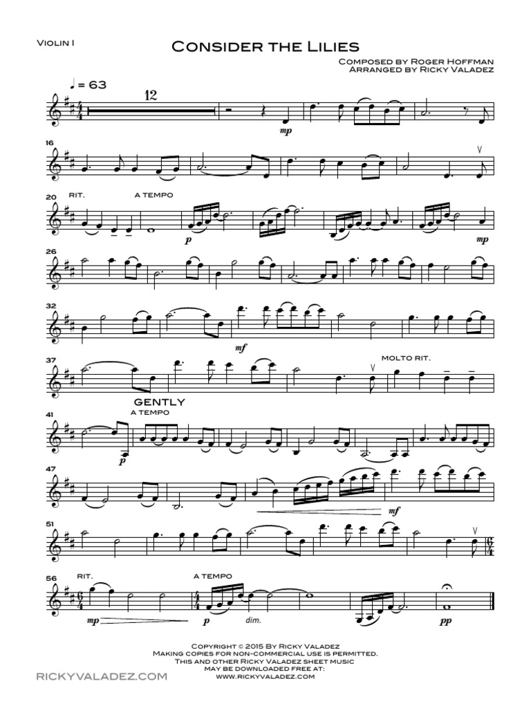 Consider The Lilies Violin I PDF