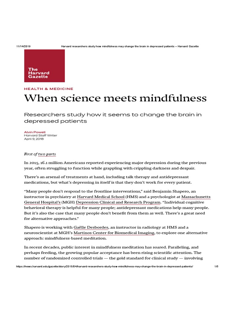 Mindfulness Effects on Depression Research | PDF | Mindfulness | Meditation