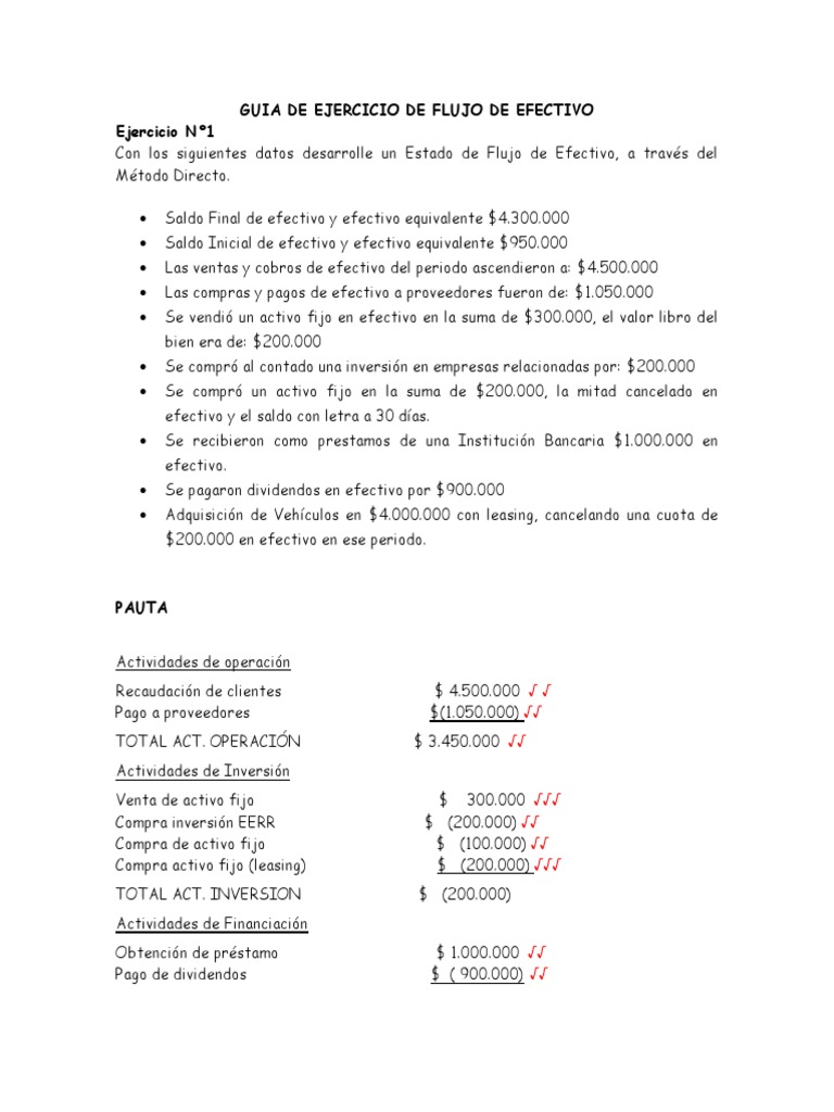 Guia de Ejercicios de Flujo de Efectivo | PDF | Activo fijo | Estado de ...