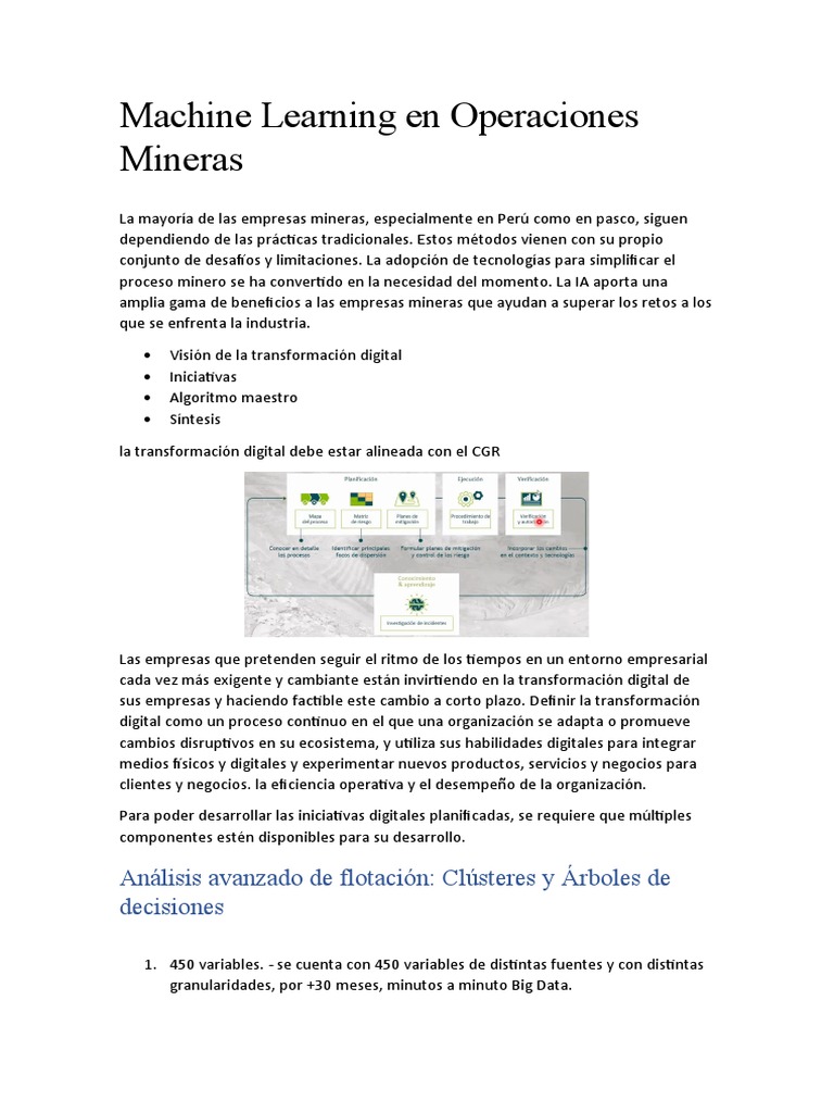Machine Learning en Minería: Transformación Digital | PDF | Aprendizaje ...