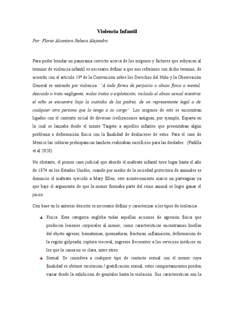 Orígenes y tipos de violencia infantil | PDF | Abuso infantil | Violencia