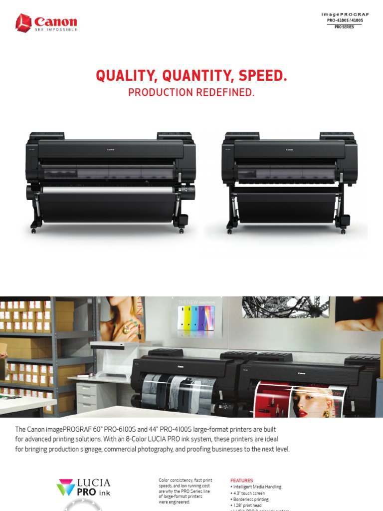 Canon PRO 6100S and 4100S Brochure | PDF | Printer (Computing) | Wi Fi