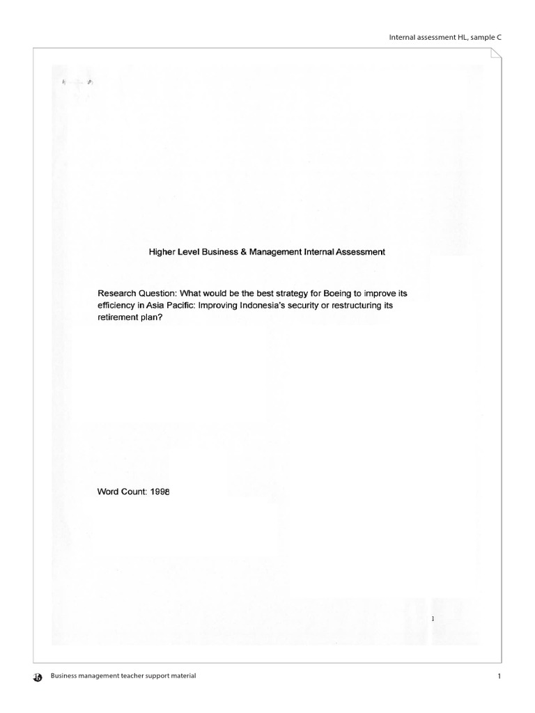 IB Business HL IA Essay Sample 3 PDF Educational Assessment And