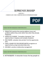Entrepreneurship: Module 1-Common and Core Competencies in Entrepreneurship