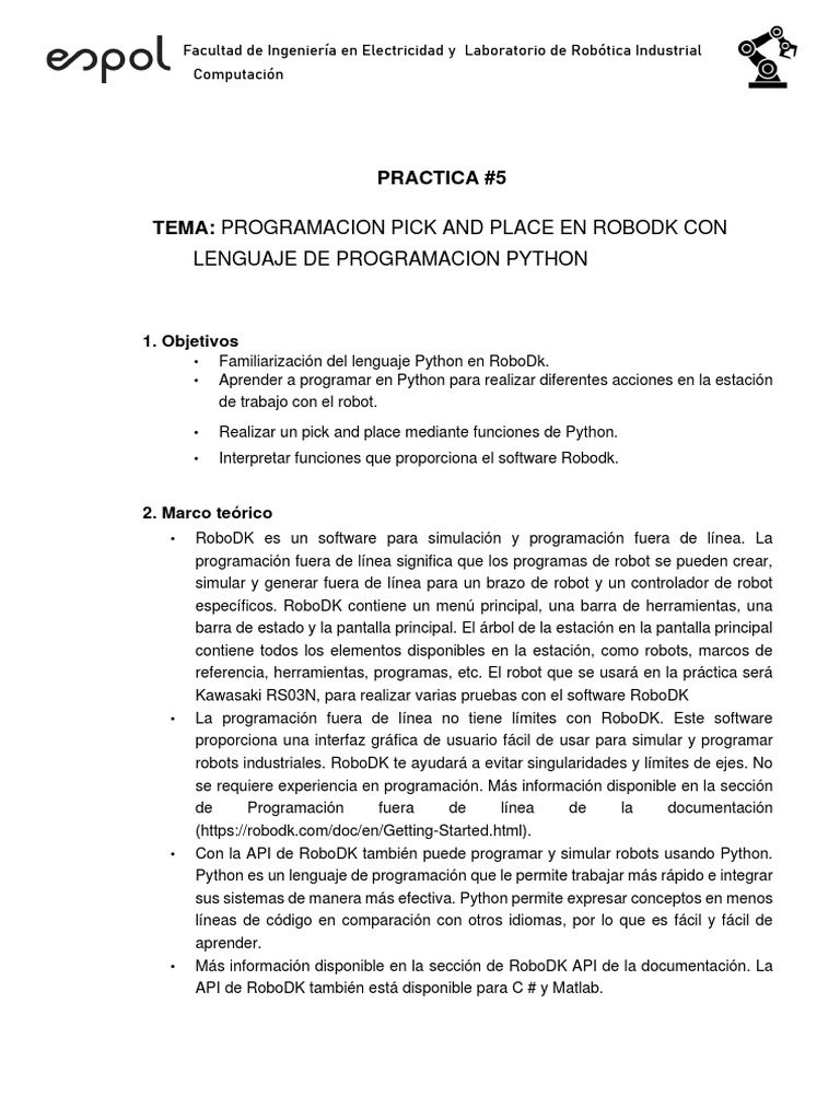Programación Pick and Place en RoboDK | PDF | Robot | Robótica