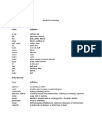 Medical Terminology Commonly Used Prefixes Prefix