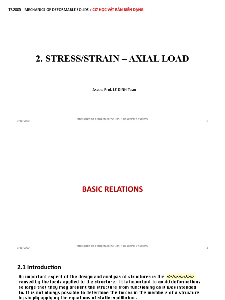 2 - Stress, Strain - Axial Load | PDF | Deformation (Engineering ...