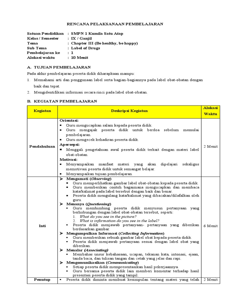 RPP Simulasi Mengajar CGP Harnaeni | PDF