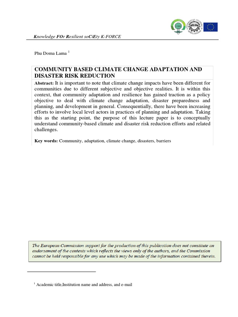 Open Lecture 1 - Community Based Climate Change Adaptation and Disaster ...