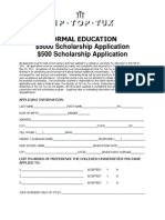 Formal Education $5000 Scholarship Application $500 Scholarship Application