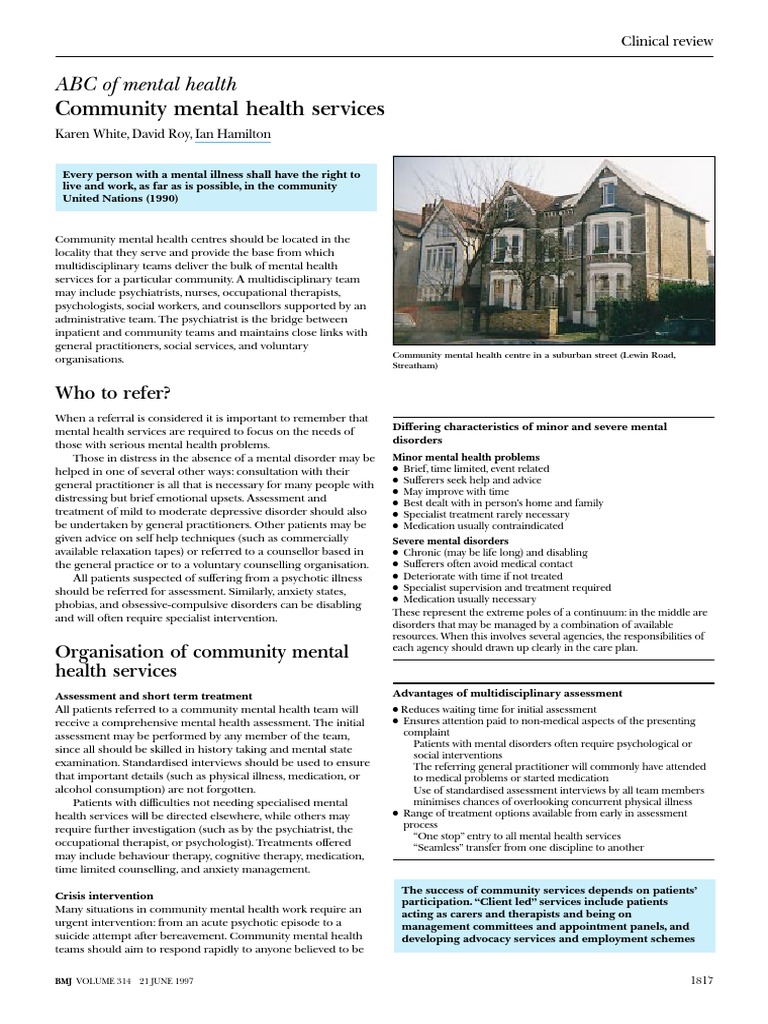 Community Mental Health Services Overview | PDF | Mental Health ...