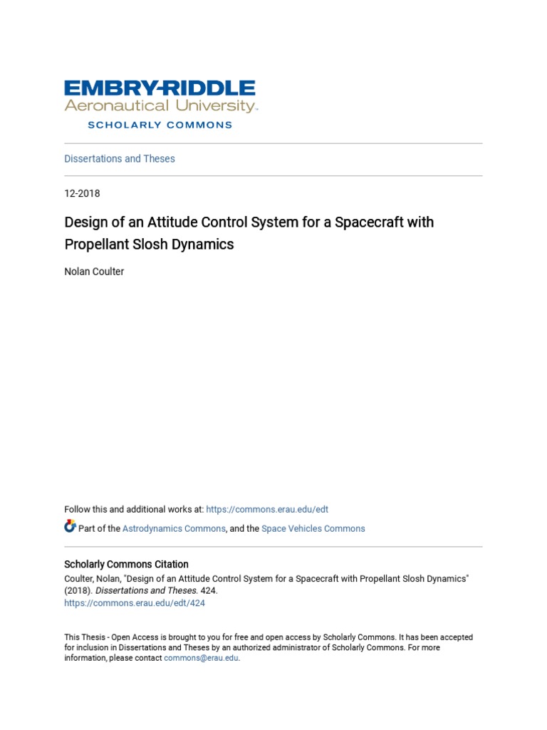 Design of An Attitude Control System For A Spacecraft With Propel | PDF ...