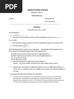 SSVM Institutions Periodic Test 2 Mathematics: (Each Question Carries 1 Mark)