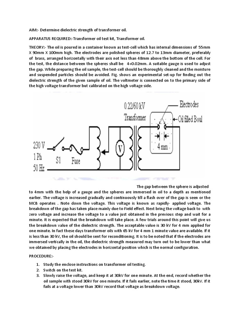 Transformer Oil Test | PDF | Transformer | Electrical Breakdown