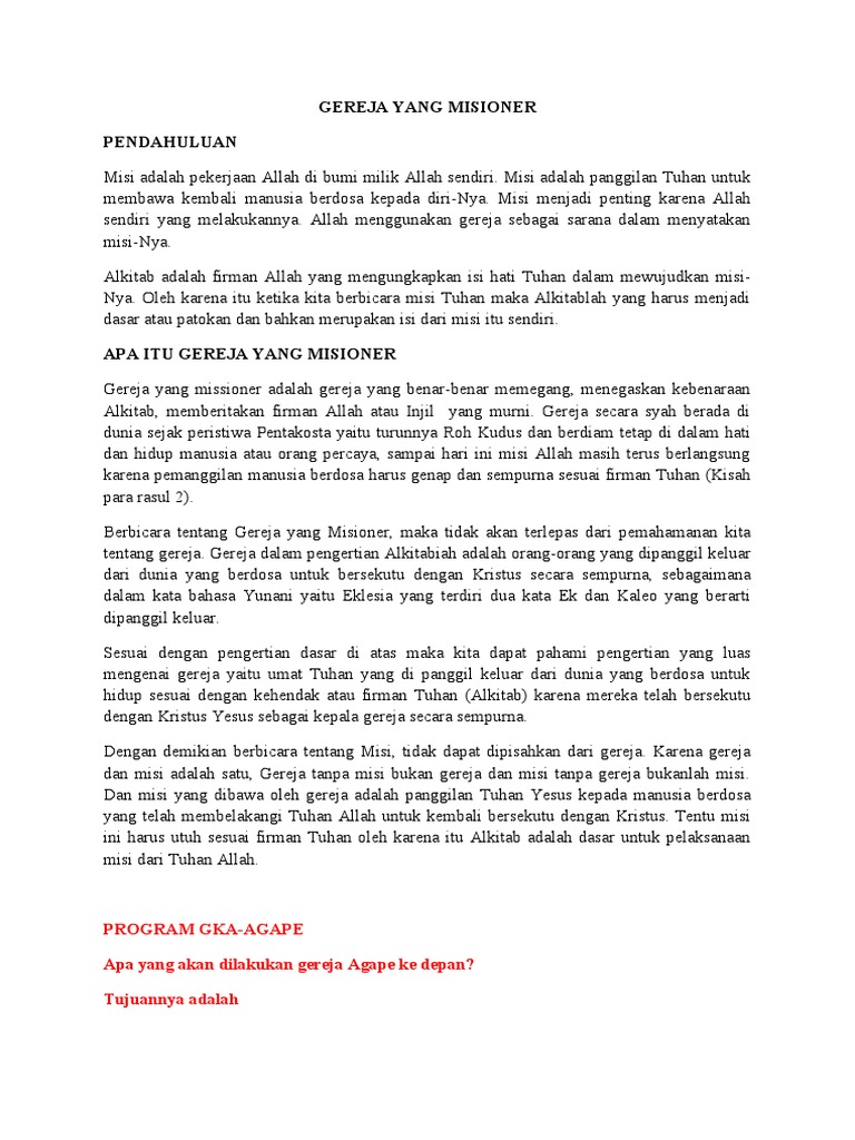 Gereja Misioner dan Misi Allah | PDF | Filsafat | Agama & Spiritualitas