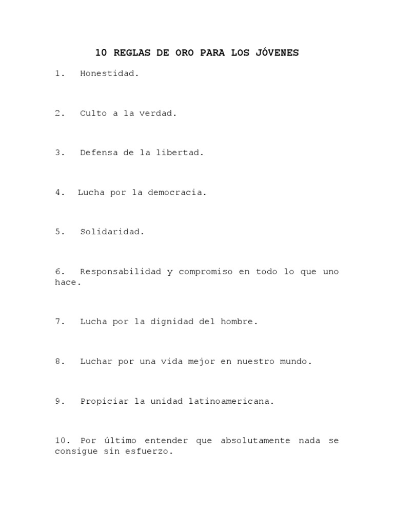 10 Reglas de Oro para Los Jóvenes | PDF | Historia