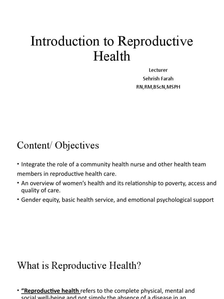 Overview of Reproductive Health Care | PDF | Health Care | Reproductive ...