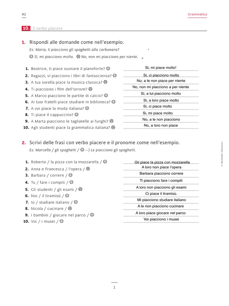 Mi Piace Piacciono Es PDF
