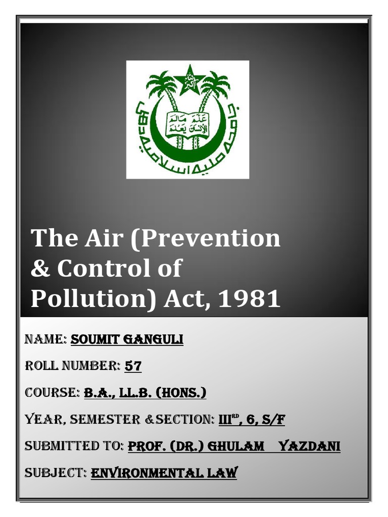 The Air (Prevention & Control of Pollution) Act, 1981 PDF
