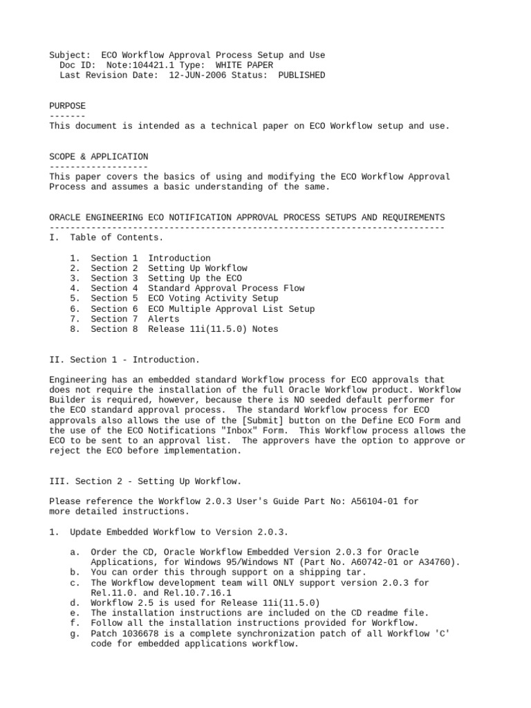 ECO Workflow Approval Process Guide | PDF | Icon (Computing) | Databases