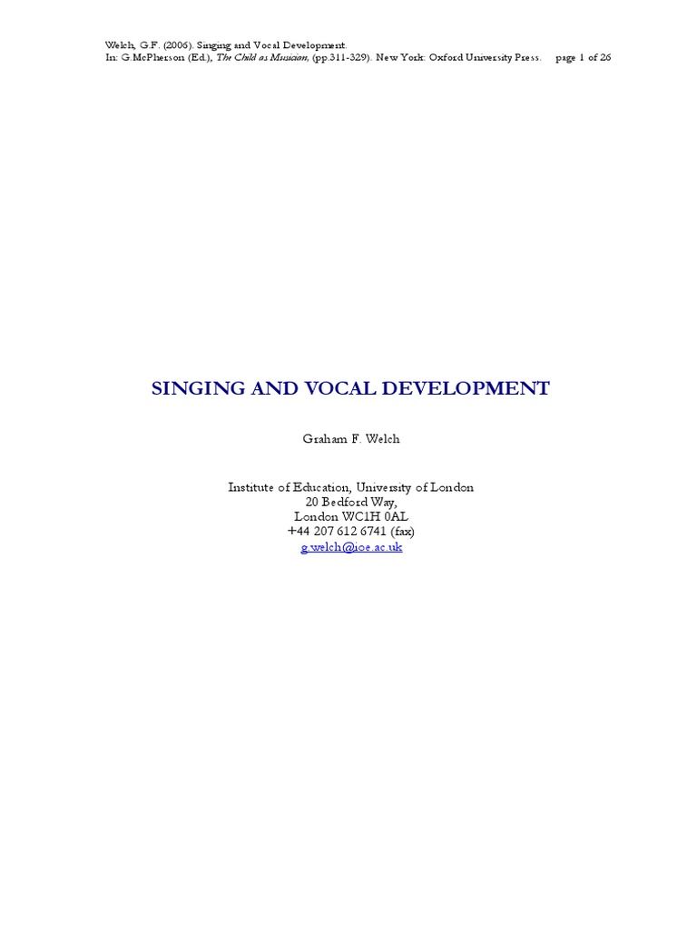 Childhood Singing and Vocal Growth | PDF | Singing | Human Voice