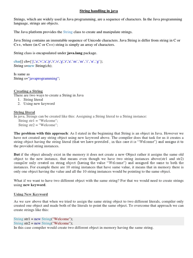 String Handling in Java | PDF | String (Computer Science) | Regular ...