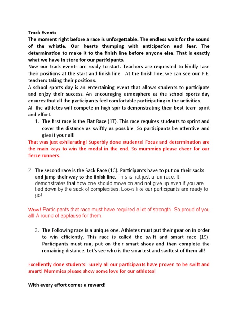 Track Events PDF Track And Field Sports