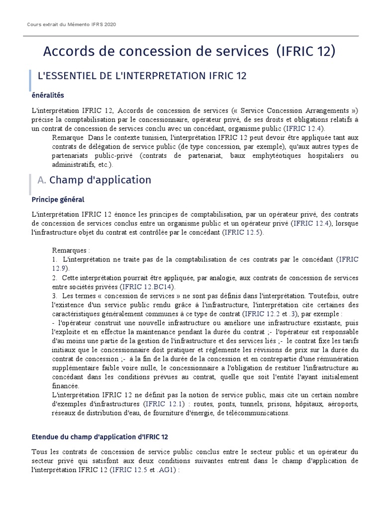 IFRIC 12 : Accords de concession de services | PDF | Normes ...