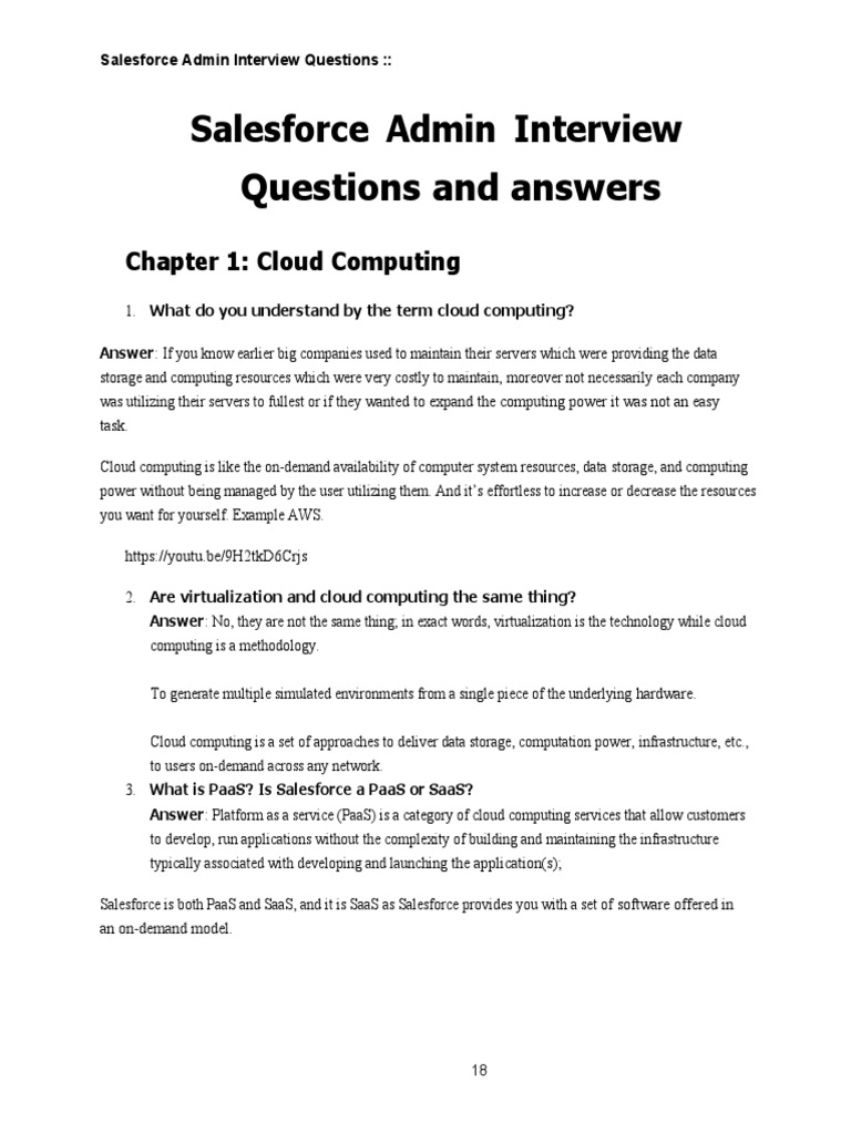 Salesforce Admin Interview Questions and Answers PDF Cloud