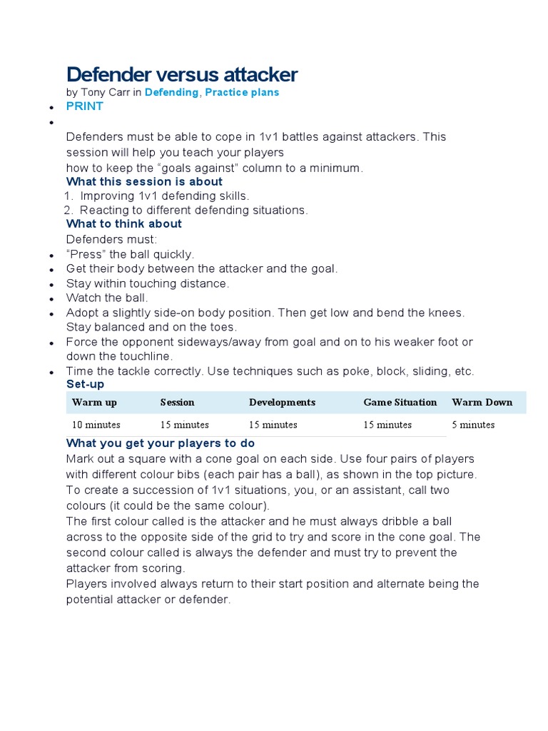 1v1 Soccer Defending Drills | PDF | Defender (Association Football ...