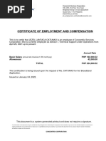 Certificate of Employment and Compensation