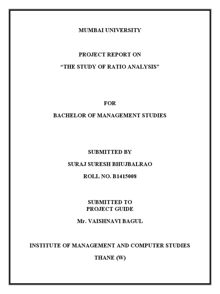 Ratio Analysis Project Report BMS | PDF | Debt | Financial Capital