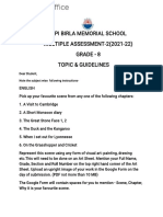 Gopi Birla Memorial School MULTIPLE ASSESSMENT-2 (2021-22) Grade - 8 Topic & Guidelines