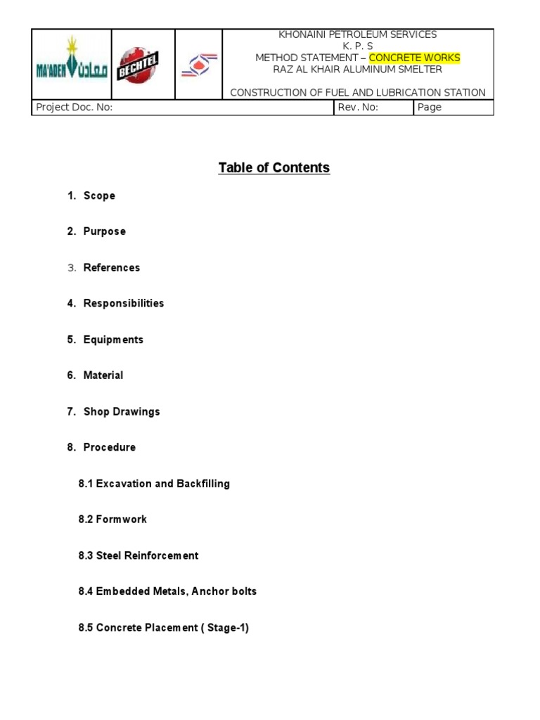 Concrete Method Statement PDF Free, PDF, Concrete