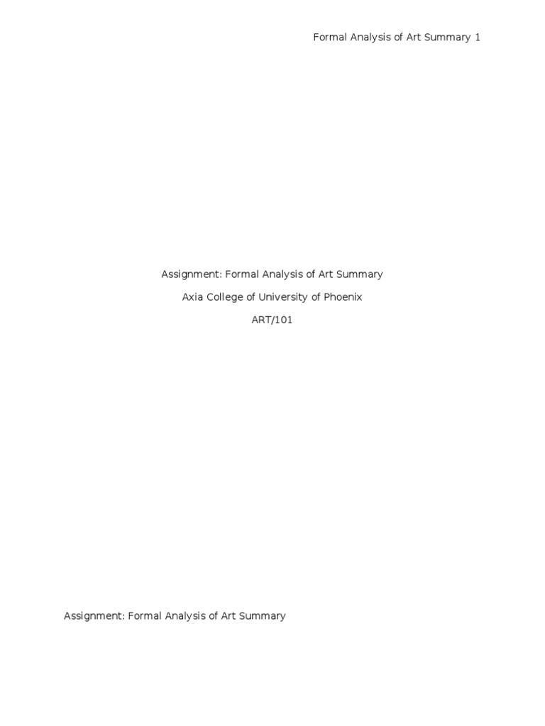 ART 101 Week 3-Assignment - Formal Analysis of Art | PDF | Plastic Arts ...