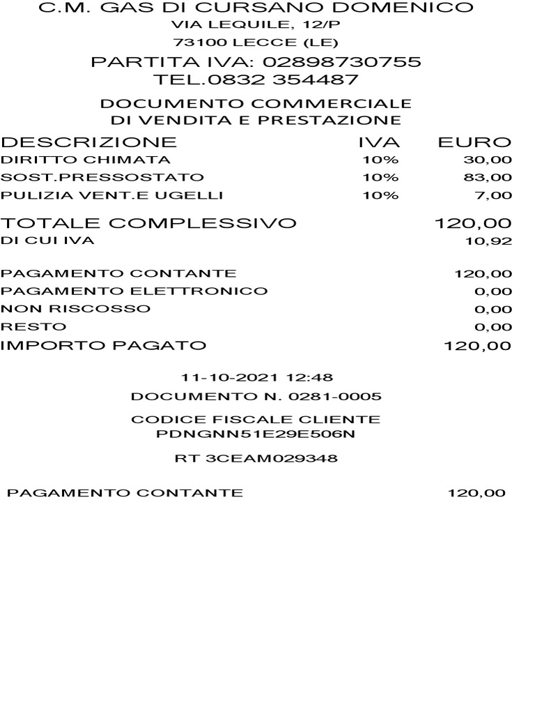 Ricevuta | PDF