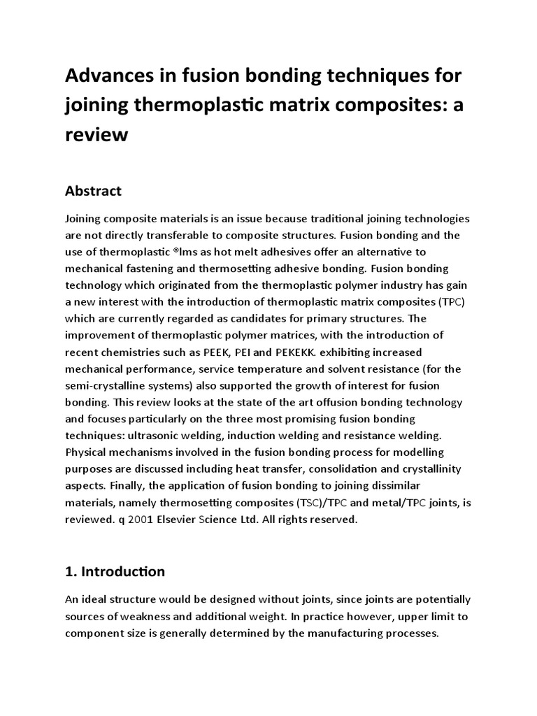 Advances in Fusion Bonding Techniques For Joining Thermoplastic Matrix