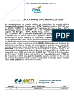 Edital Da Chamada Pública de Projetos Da CPFL Energia Nº 001 - 2019 1