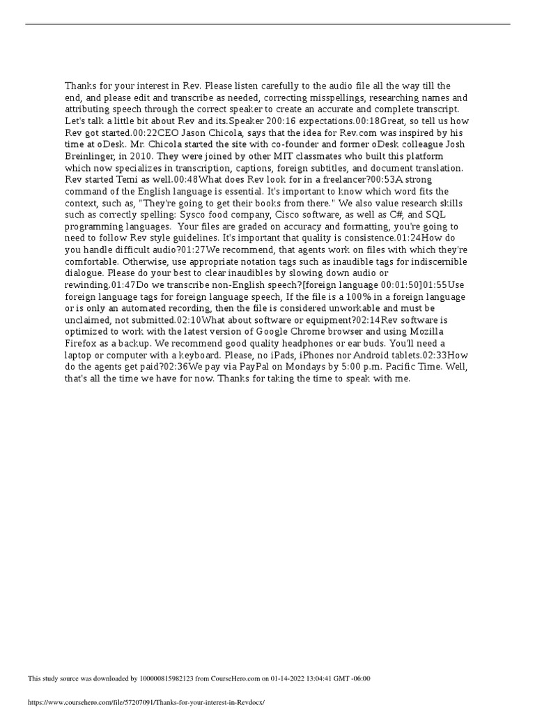 Rev Transcription Guidelines Overview | PDF | Software | Computing